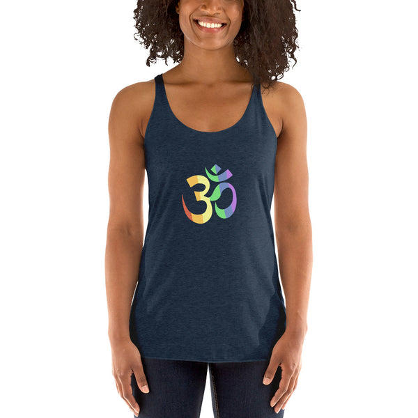 Om Pride Racerback Yoga Tank Vintage Navy | Polycute Gift Shop