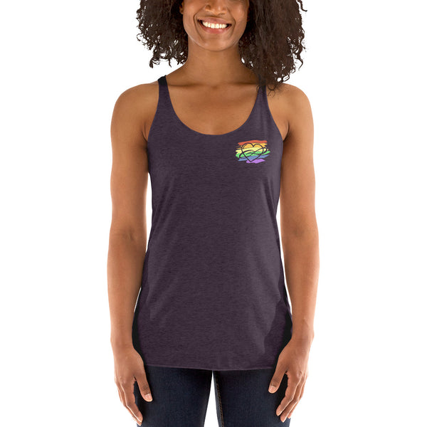 Lowkey Polycute Racerback Yoga Tank Vintage Purple | Polycute LGBTQ+ & Polyamory Gifts