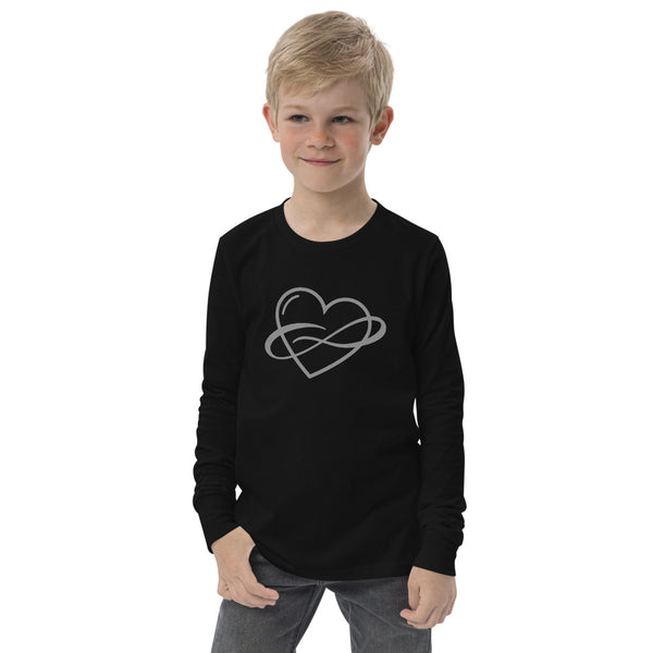 Infinite Love Long Sleeve Youth Tee Black | Polycute LGBTQ+ & Polyamory Gifts