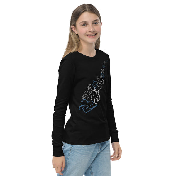 Infinite Love Cascade Long Sleeve Youth Tee | Polycute LGBTQ+ & Polyamory Gifts