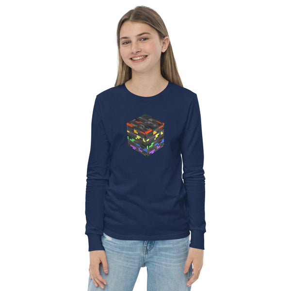 Pride Ore Long Sleeve Youth Tee Navy | Polycute LGBTQ+ & Polyamory Gifts