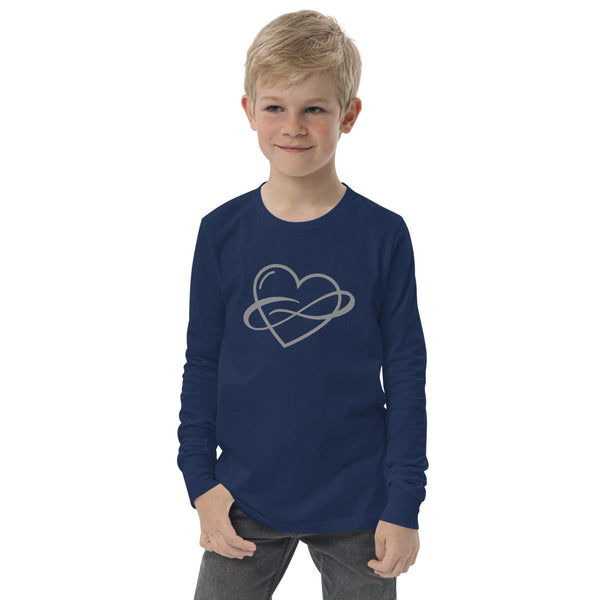Infinite Love Long Sleeve Youth Tee Navy | Polycute LGBTQ+ & Polyamory Gifts