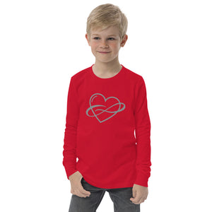 Infinite Love Long Sleeve Youth Tee Red | Polycute LGBTQ+ & Polyamory Gifts
